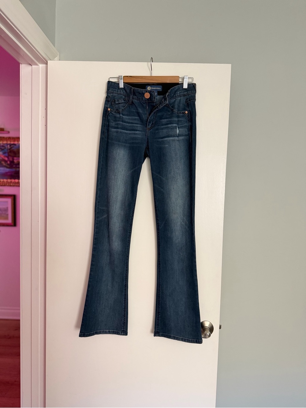DEMOCRACY Women's Dark Wash Flared Jeans - Blue